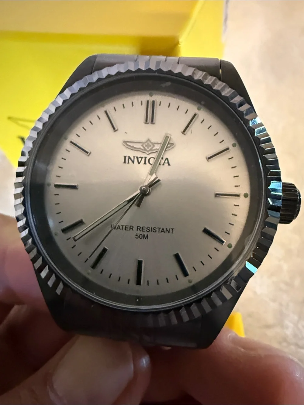 Invicta Silver Dial Mens Watch with Black Bracelet